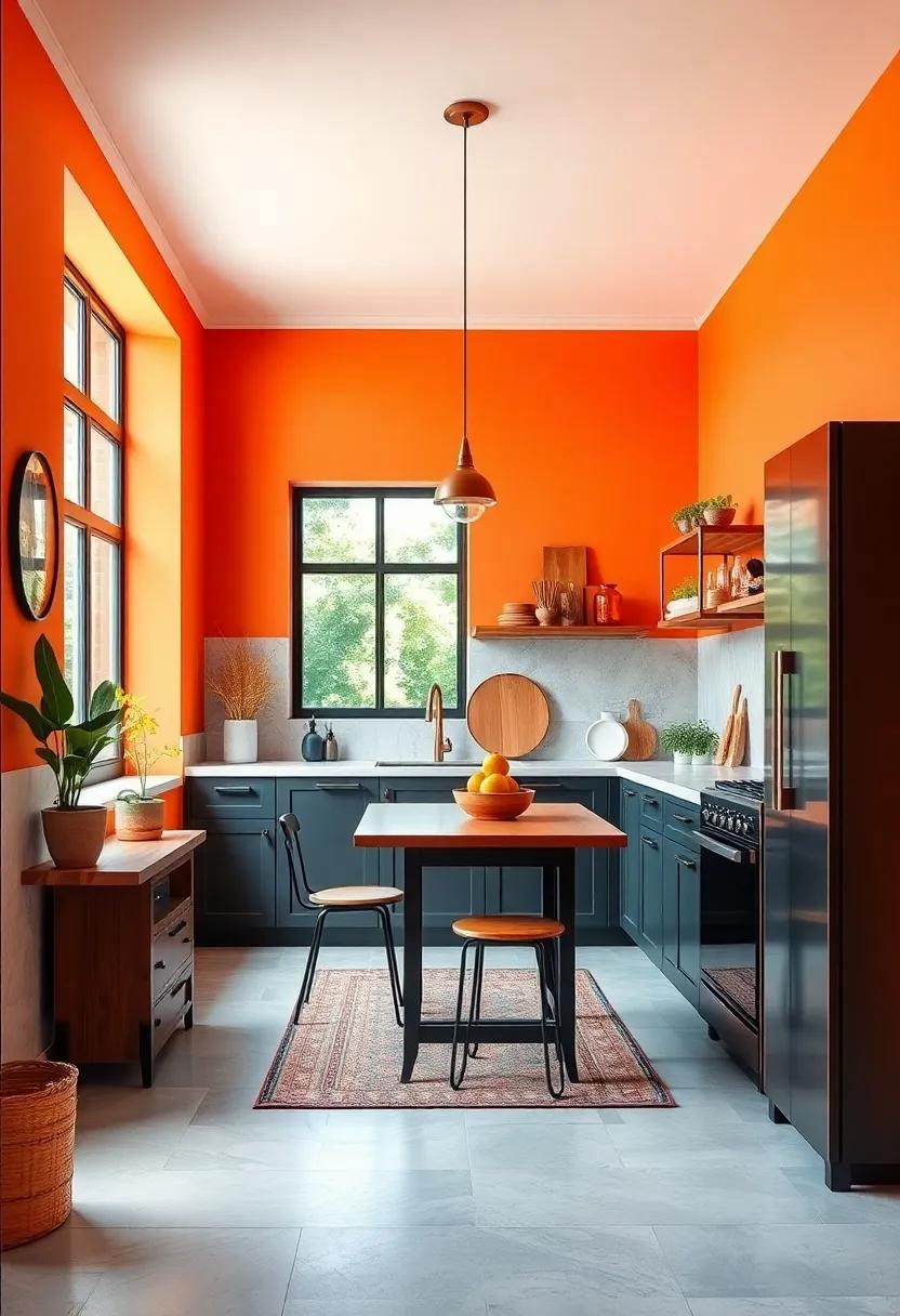 Papaya Orange: Bring zest and vibrancy to your small kitchen with papaya orange, encouraging a playful spirit in your culinary creations