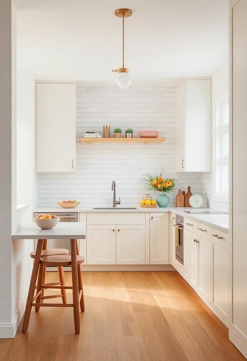 Soft Ivory: A delicate shade that conveys elegance, soft ivory brings a subtle warmth and lightness to your small kitchen, creating a welcoming haven