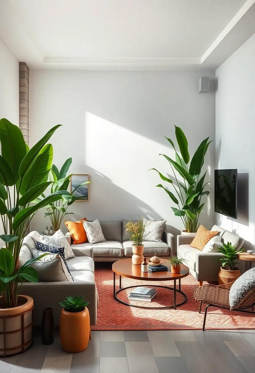 Define spaces with Plants: Use tall ​plants to define different areas of your‍ living room, helping to create distinct zones within a small space