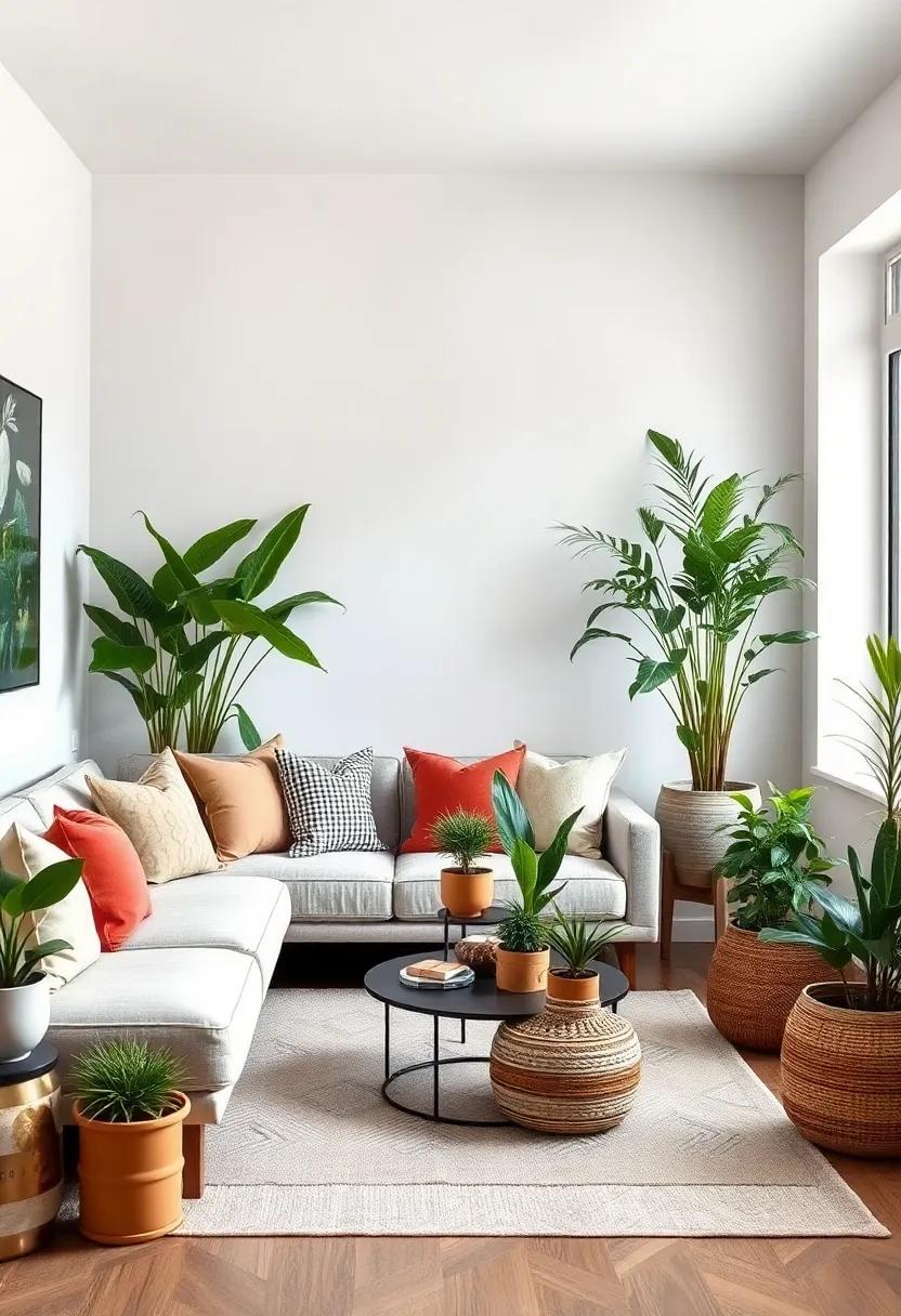 Add Textured Pots: Select pots made from a variety of materials like ceramics, terracotta, and woven baskets to add tactile interest to your greenery display